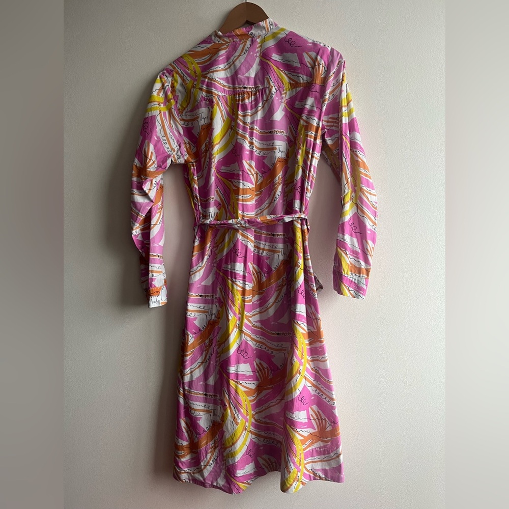 Anthropologie Pink & Orange Long Sleeve Printed Dress - Picture 6 of 14